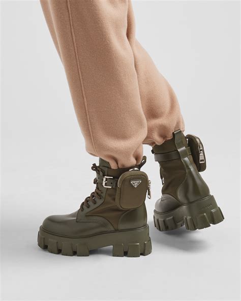 prada shoes military|Prada boots with pouch white.